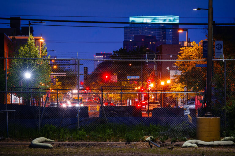 Nicollet Ave as seen from former K-Mart lot 1 Looking down Nicollet Ave from the former K-Mart lot. The land the K-mart was on will be re-developed by the City of Minneapolis after the store was demolished.