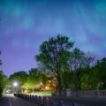 The northern lights appear above Minneapolis on May 10, 2024