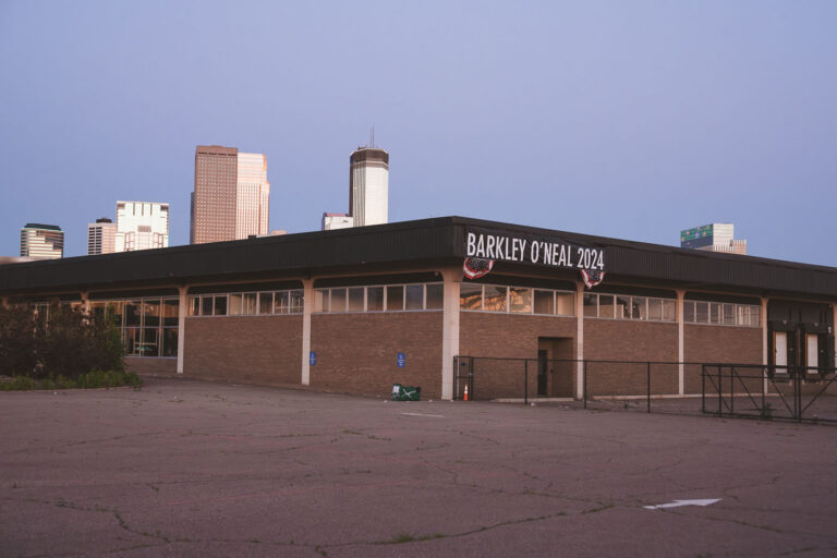 Barkley O'Neal 2024 4 A sign reading "Barkley O'Neal 2024" seen in North Minneapolis during the NBA Finals. The Minnesota Timberwolves made the Western Conference Finals this year for the first time bringing the two sportscasters to town.