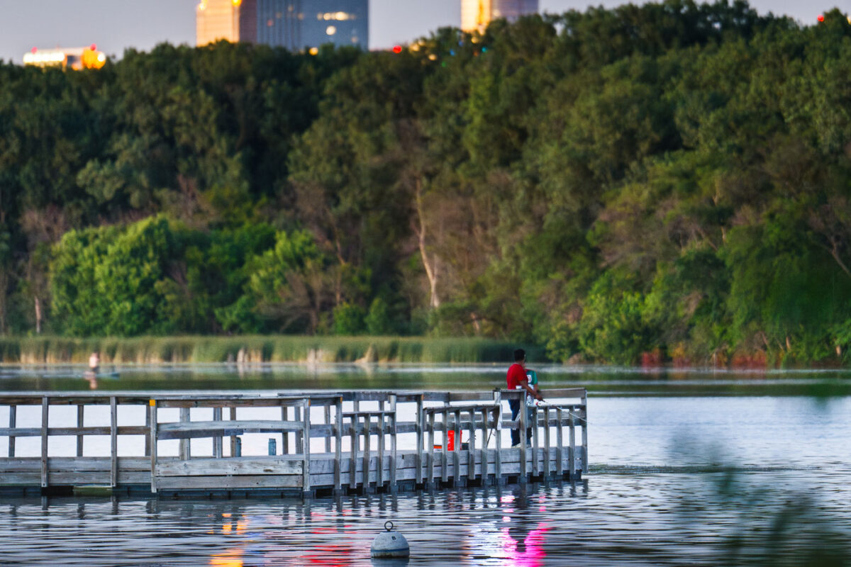 Fishing at Cedar Lake in Minneapolis.