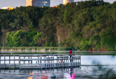 Fishing at Cedar Lake in Minneapolis.