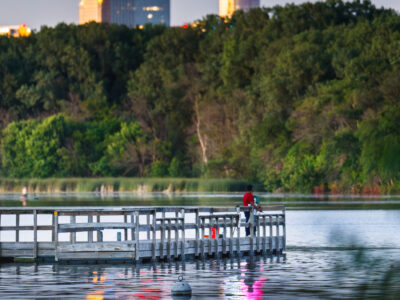 Angler on Cedar Lake Fishing Pier, Minneapolis