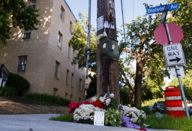 Memorial for Minneapolis officer Jamal Mitchell. Mitchell was killed in a mass shooting on May 30th, 2024 while responding.