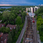 The half mile Kenilworth LRT tunnel, part of the new Green Line train extension, tonight as storms move through just north of Minneapolis. (Calhoun Isles, Minneapolis June 2024)