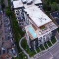 An aerial photo of the Lakehaus apartments in Minneapolis.