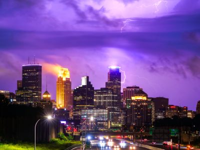 Lightning Strikes Downtown Minneapolis Skyline June 2024