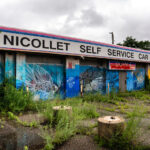 Nature taking back the car wash after what seems like weeks of rain in Minneapolis. The car wash on Nicollet Ave has been abandoned for years.
