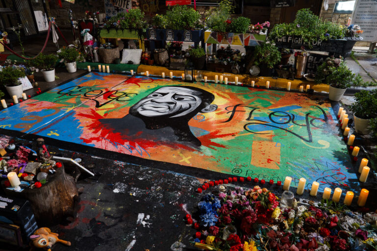 New mural at George Floyd Square 1 A new mural painted over the spot where George Floyd was killed by Minneapolis police in May 2020.