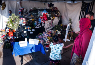 Memorial for Minneapolis officer Jamal Mitchell. Mitchell was killed in a mass shooting on May 30th, 2024 while responding.