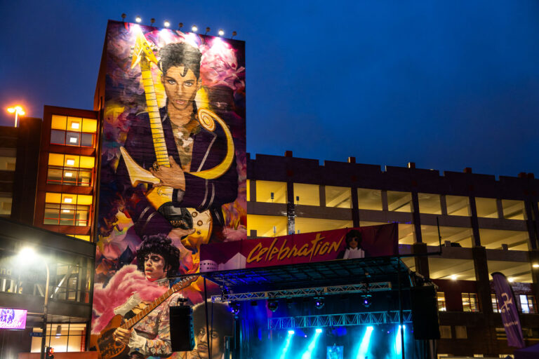 Prince Mural during Celebration in Downtown Minneapolis 3 The annual celebration in Downtown Minneapolis in June 2024. This year was the 40th anniversary of Purple Rain.