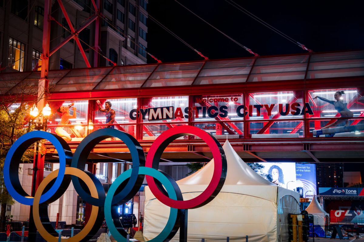 Streets in Downtown Minneapolis taken over by the U.S. Olympic Gymnastics trials.