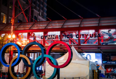 Streets in Downtown Minneapolis taken over by the U.S. Olympic Gymnastics trials.