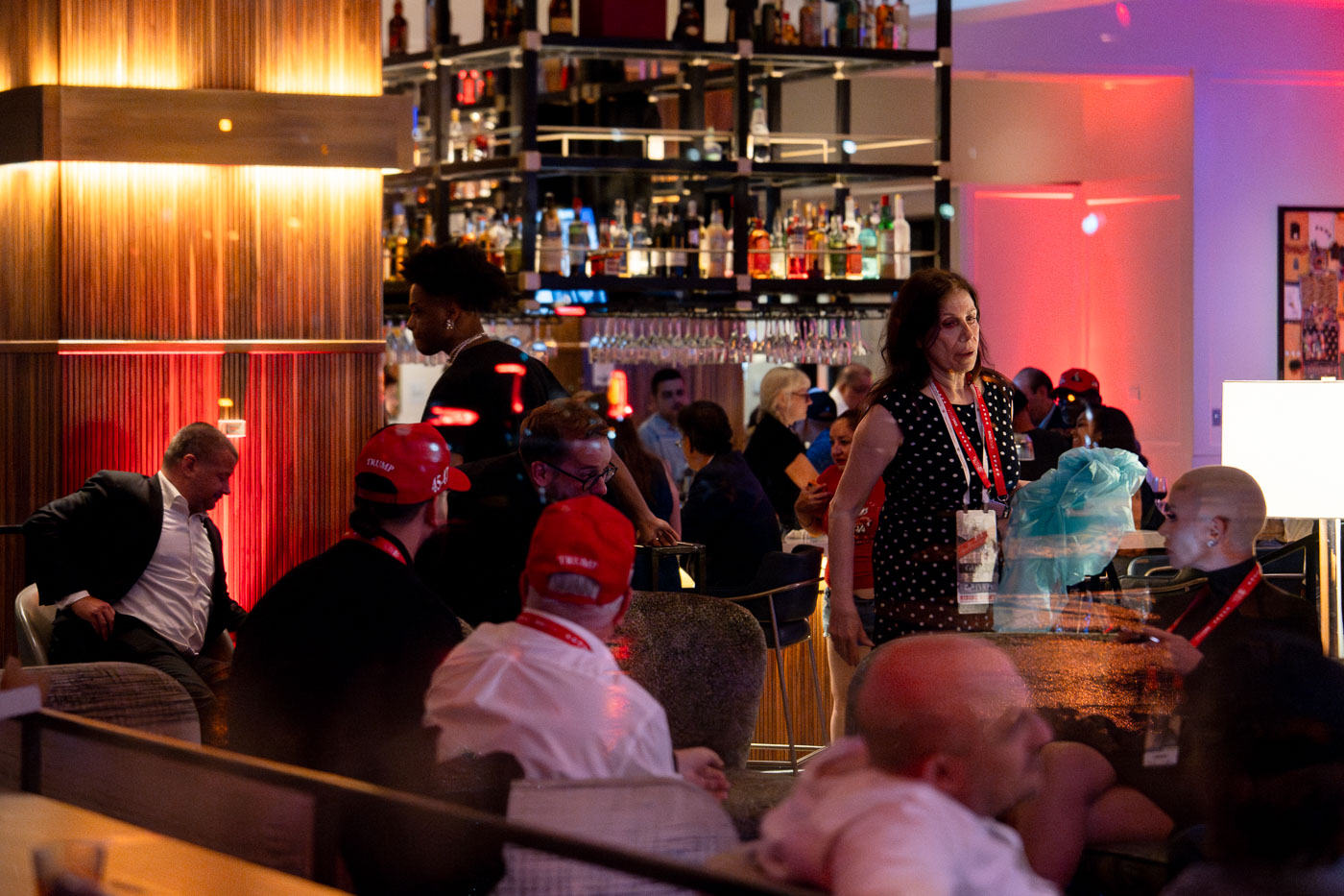 Amber Rose and other's wearing Trump MAGA hats at Saint Kates Hotel in Milwaukee during the Republican National Convention.