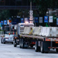 Concrete barricades being installed at the 2024 Republican National Convention in Milwaukee.