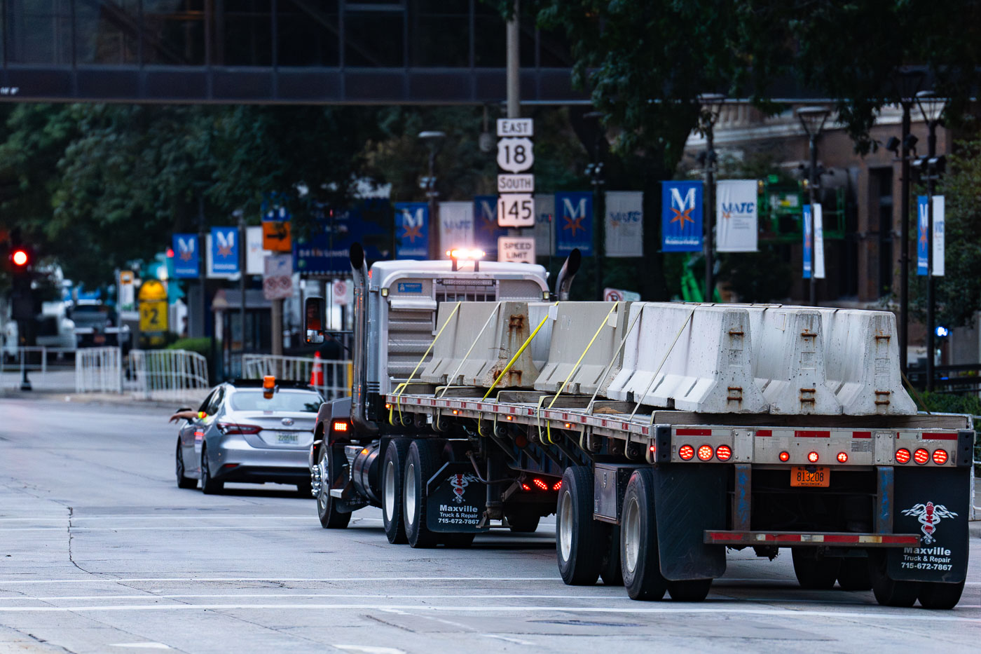 Concrete barricades being installed at the 2024 Republican National Convention in Milwaukee.