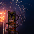 While other cities and resorts around Wisconsin Dells postponed July 4th fireworks due to weather, Mt Olympus said the show must go on. Fireworks lit up the sky behind The Rise of Icarus, America’s tallest waterslide (145ft) that opened a few weeks ago.