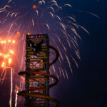 While other cities and resorts around Wisconsin Dells postponed July 4th fireworks due to weather, Mt Olympus said the show must go on. Fireworks lit up the sky behind The Rise of Icarus, America’s tallest waterslide (145ft) that opened a few weeks ago.