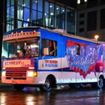 A Robert F Kennedy bus outside the 2024 Republican National Convention in Milwaukee.