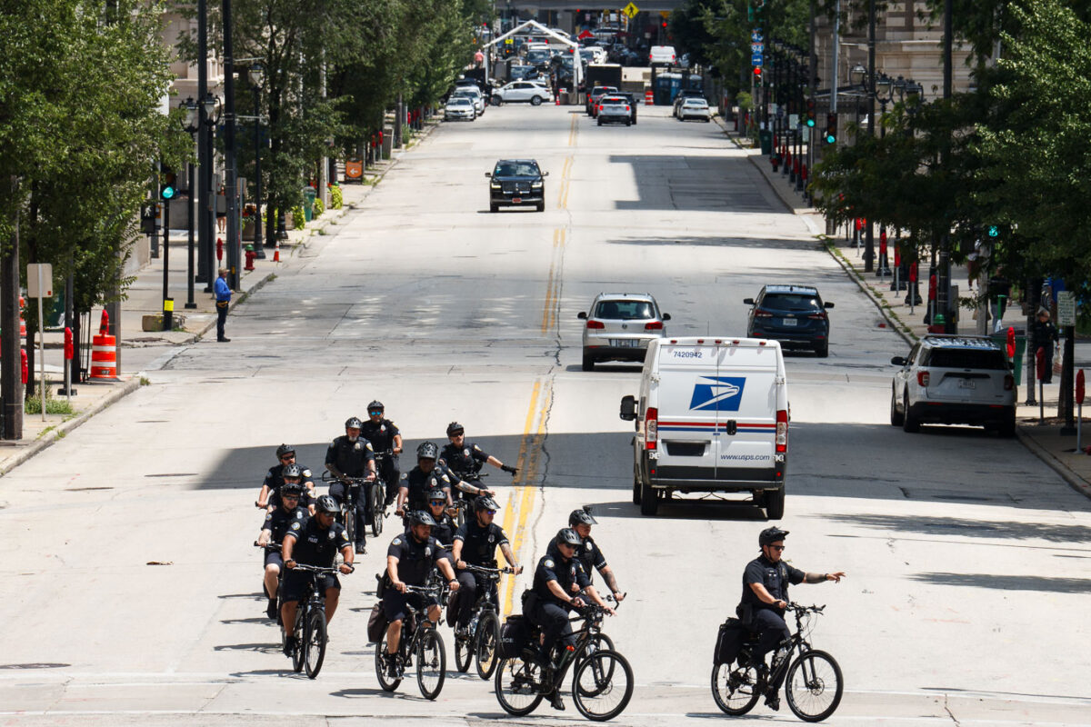 Milwaukee Police officers on bikes during the 2024 Republican National Convention.
