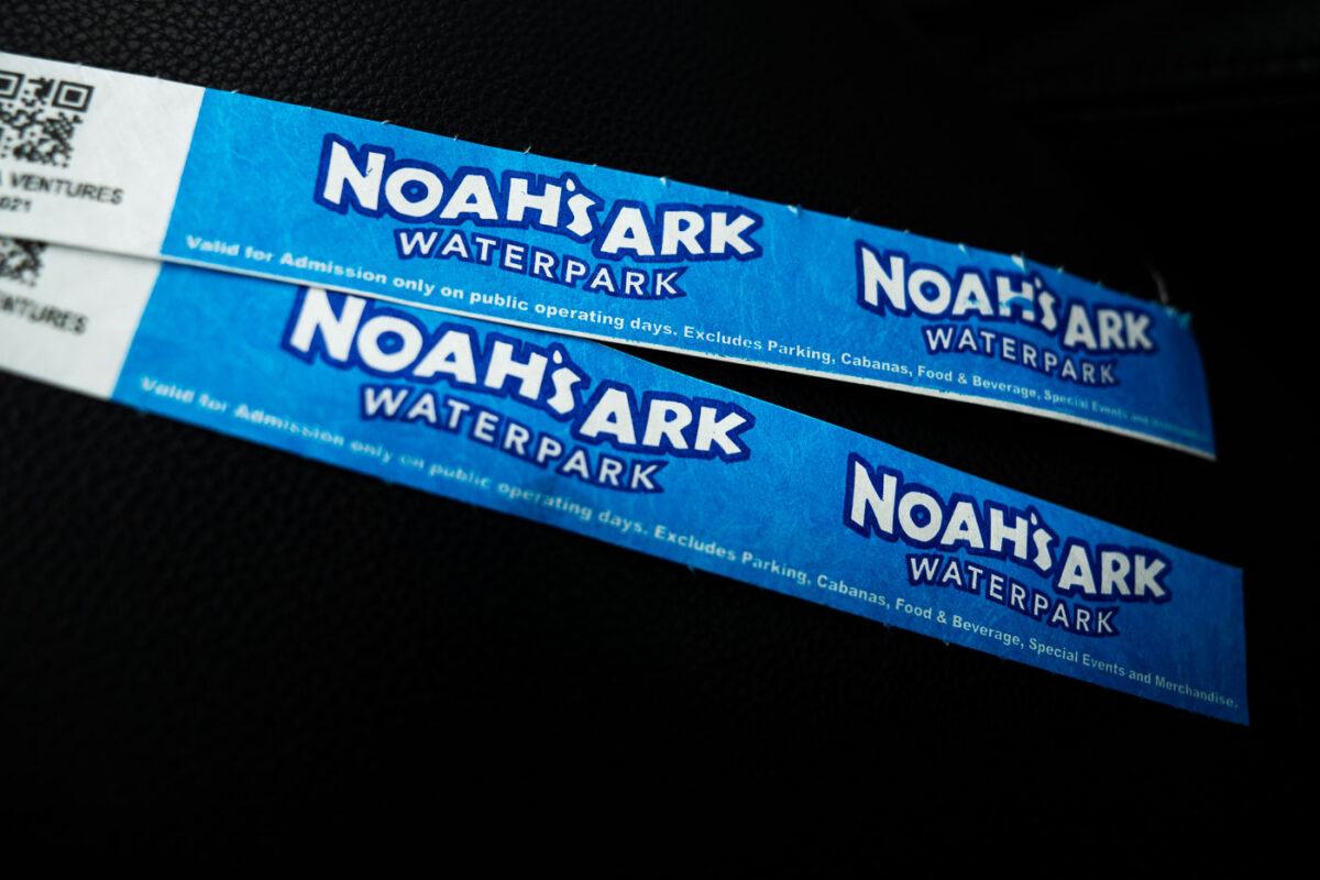 Wristbands for Noah's Ark Waterpark in Wisconsin Dells.