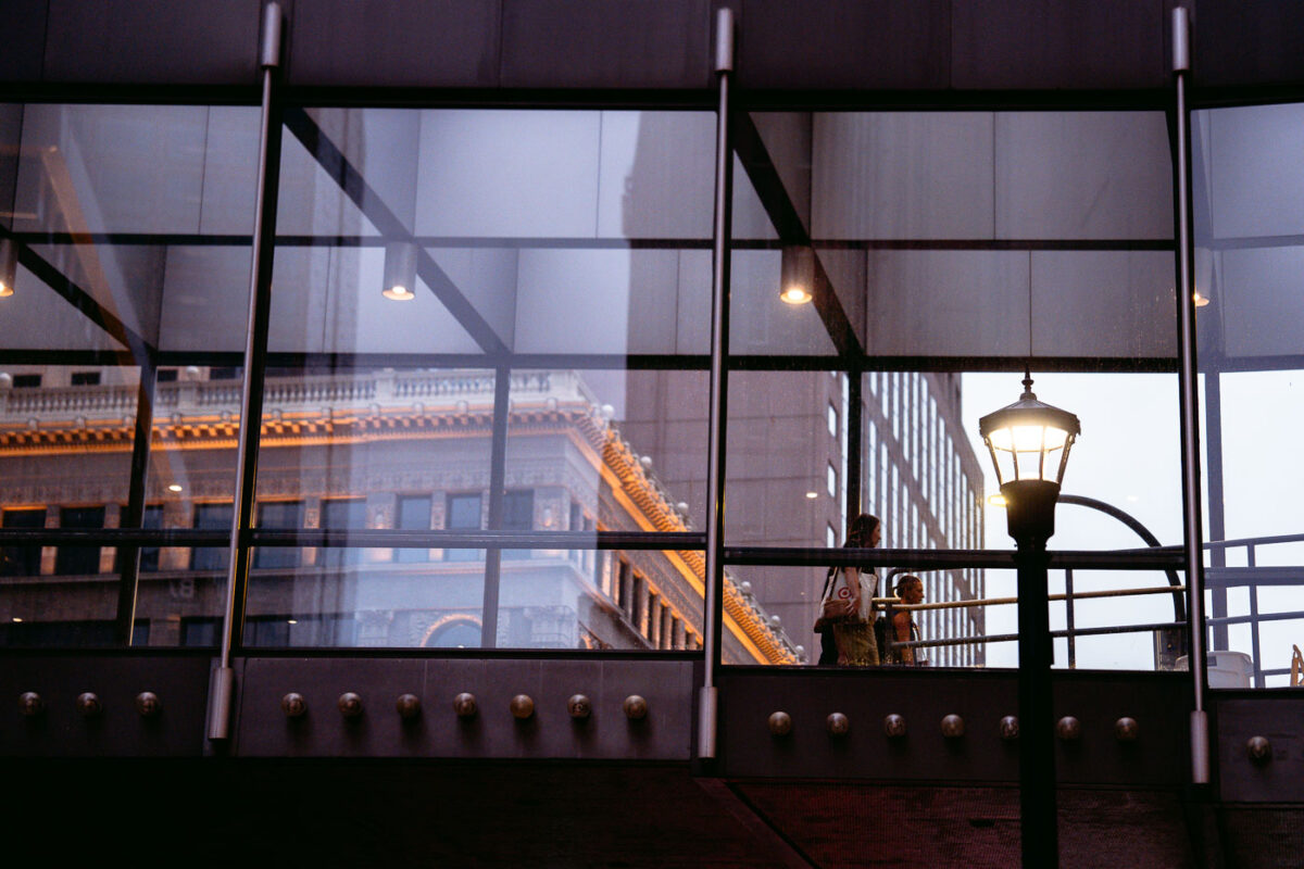 People walking inside the Minneapolis skyways in July 2024.