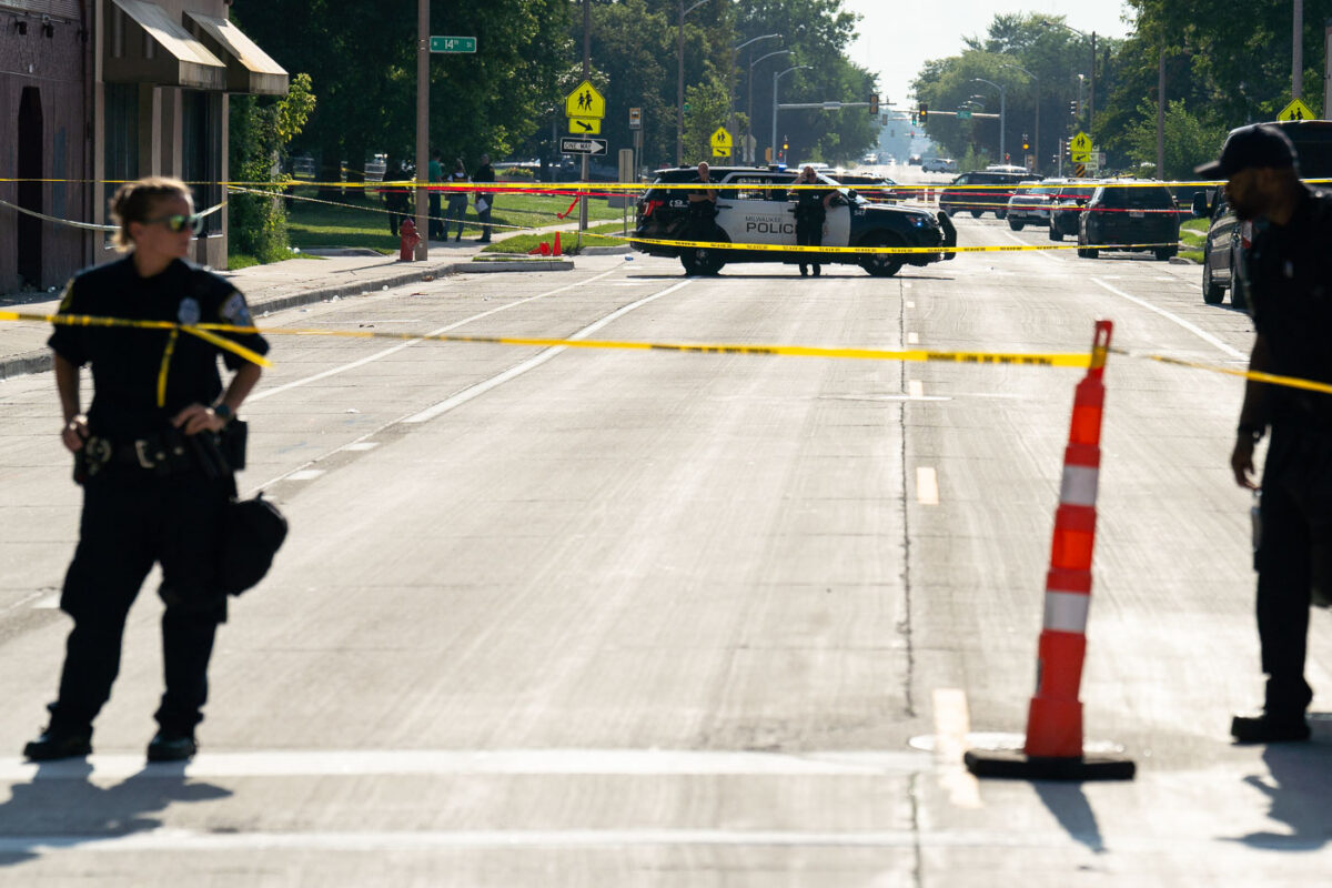 Milwaukee Police at the scene of the Samuel Sharpe shooting. Sharpe was shot and killed by the Columbus Police during the 2024 Republican National Convention.