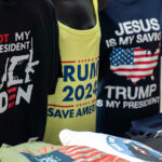T-shirts being sold at the 2024 Republican National Convention in Milwaukee.