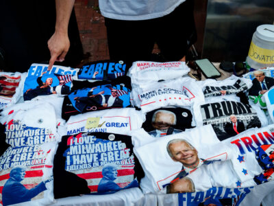 RNC 2024 Milwaukee: T-shirts with Trump and Biden imagery