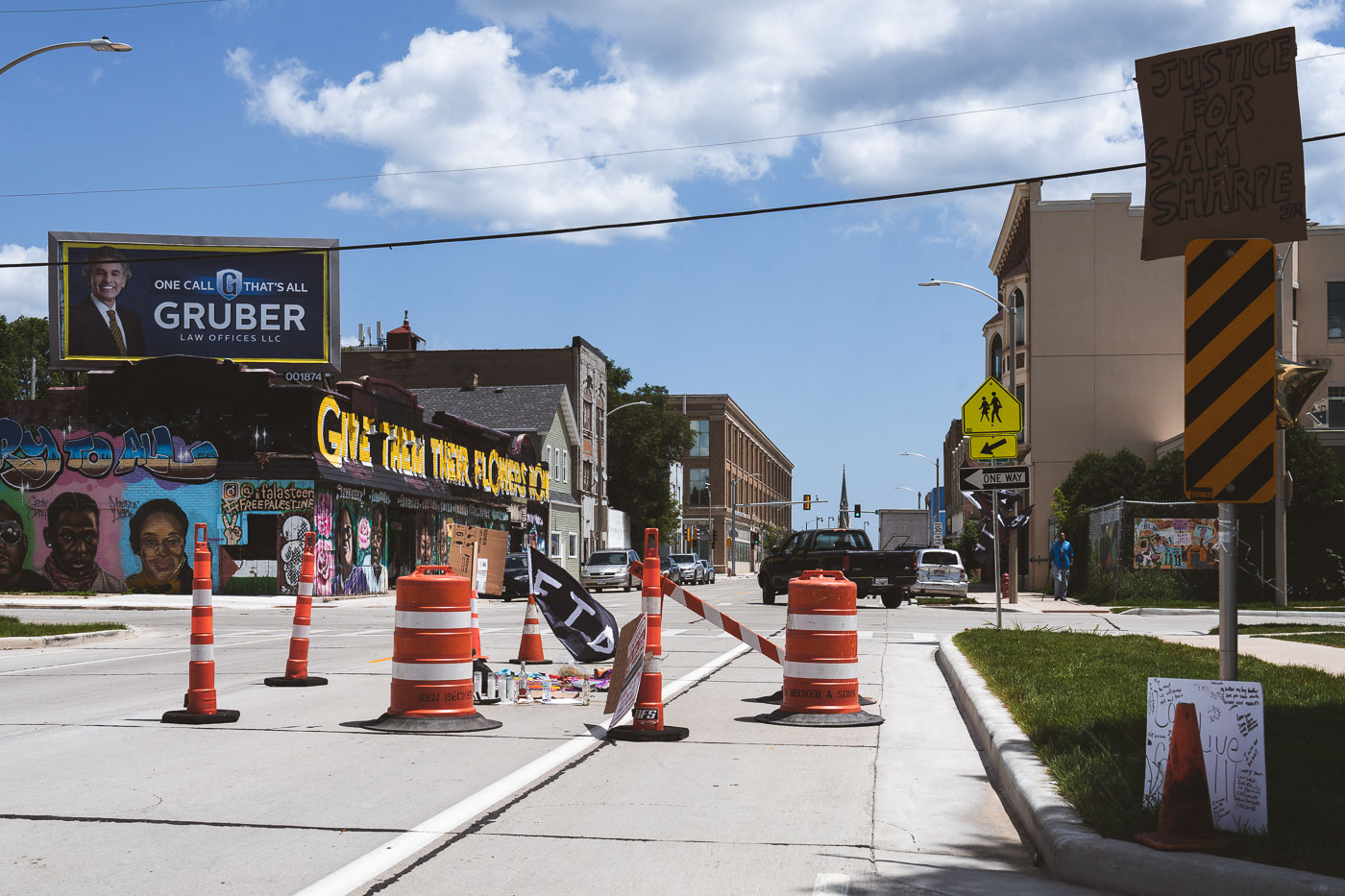 A memorial in Milwaukee where Samuel Sharpe Jr. was killed by Columbus Police. Milwaukee Police has said 5 Columbus officers, who are in town for the RNC, shot the man after they witnessed an altercation with another man in which Sharpe refused to drop a knife.