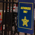 A United States Secret Service sign on a check point at the Summerfest grounds in Milwaukee during the 2024 Republican National Convention.