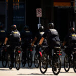 United States Capitol Police on bicycles at the 2024 Republican National Convention in Milwaukee.
