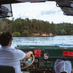 Driving into the Wisconsin River on a duck in the Wisconsin Dells.