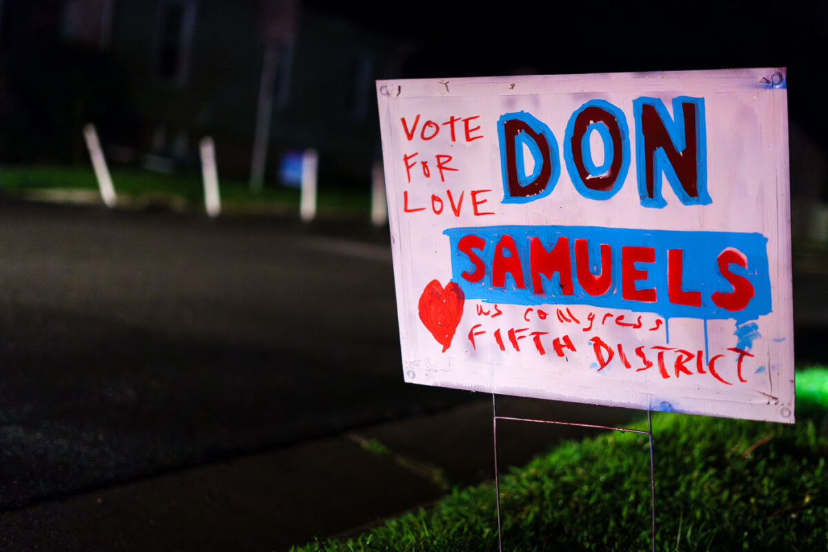 A Don Samuels yard sign seen in South Minneapolis. Samuels is running against Ilhan Omar in the Minnesota CD5 primary.