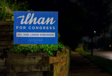A Ilhan Omar yard sign seen in South Minneapolis. Omar is running against Don Samuels in the Minnesota CD5 primary.