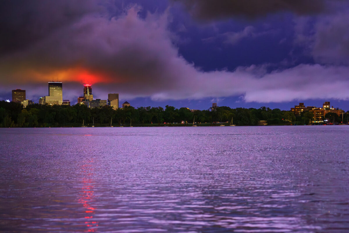 Clouds break up following severe thunderstorms in Minneapolis on August 26, 2024.