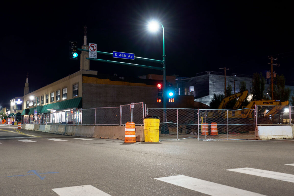 403 East Lake Street in Minneapolis in September 2024. The buildings were demolished to make room for a 4 story office/retail building that'll include space for real small businesses. The same developer as the Abyssinia Cultural Center at 322 W Lake with a similar concept.