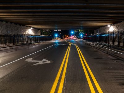 Night Traffic Lights Under the E 31st Street Overpass, Minneapolis