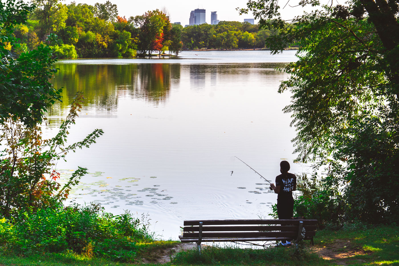 Fisherman on Cedar Lake in Minneapolis