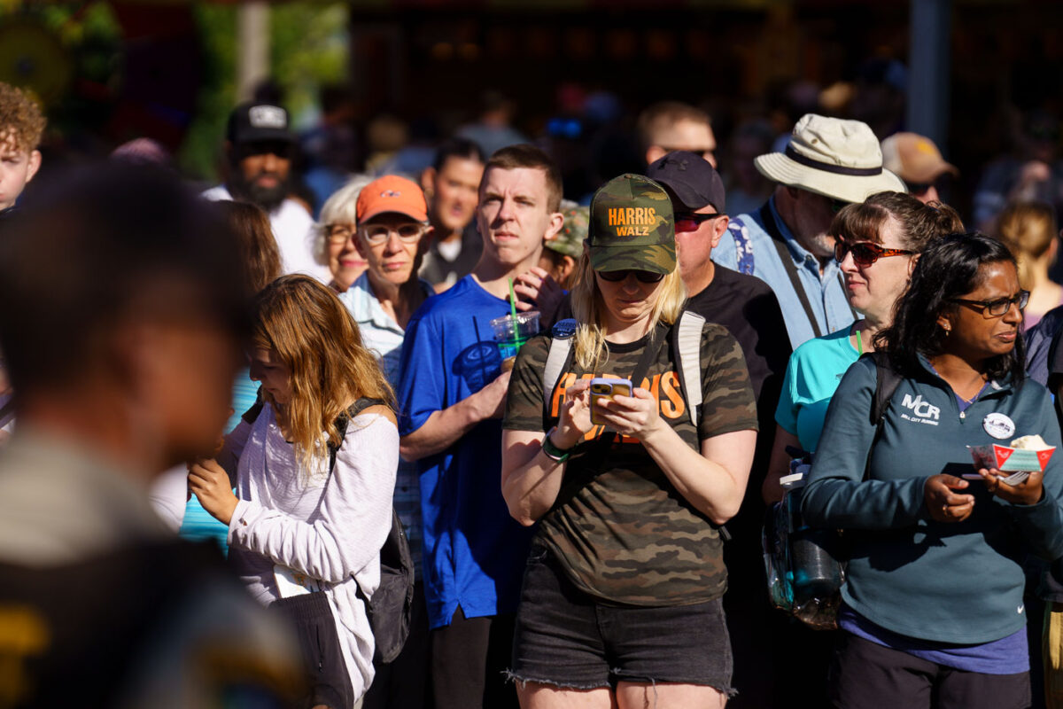 Woman wearing a Harris Walz hat at the Minnesota State Fair in September 2024.