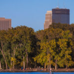 Hidden Beach on Cedar Lake during above average high temperatures in late September. The beach is on the shore of Cedar Lake.