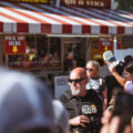 Homeland Security officer outside the Pork Chop On A Stick where Vice Presidential Candidate and current Minnesota Governor Tim Walz was set to make an appearance.