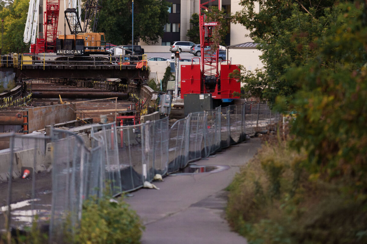 Metro Transit's Southwest LRT tunnel being constructed, as seen from the Midtown Greenway.