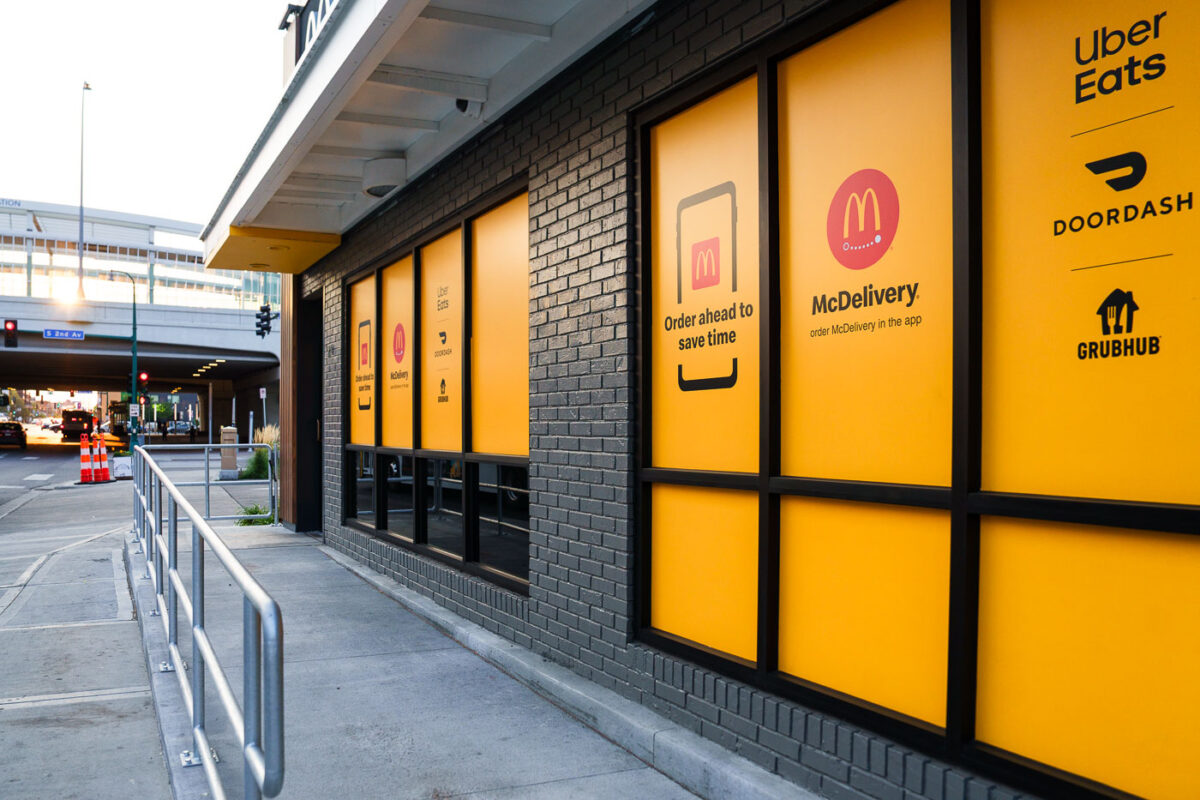 McDonalds McDelivery wrap on window
