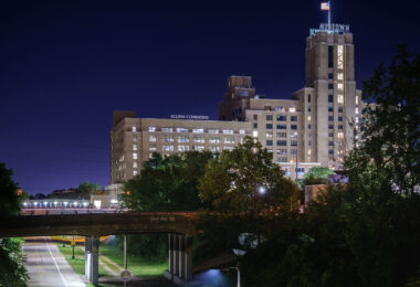 Midtown Exchange and the Midtown Greenway in Minneapolis. Built in the 1920s, it's almost identical to The Landmark Center in Boston. Originally built for Sears, it's said to be the second largest building in Minnesota when it comes to leasable space, after the Mall of America.