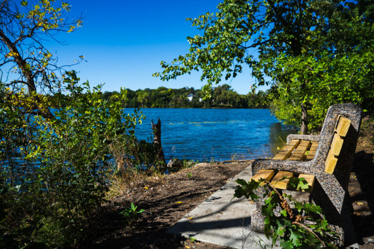 New bench at Cedar Lake in Minneapolis 2 Another new bench on Cedar Lake. This one with a plaque that reads "for my husband Geoffrey Hellman who finds his peace here on the shores of Cedar Lake. Randi" For ,000 you too can have a bench with your name on it for 10 years..