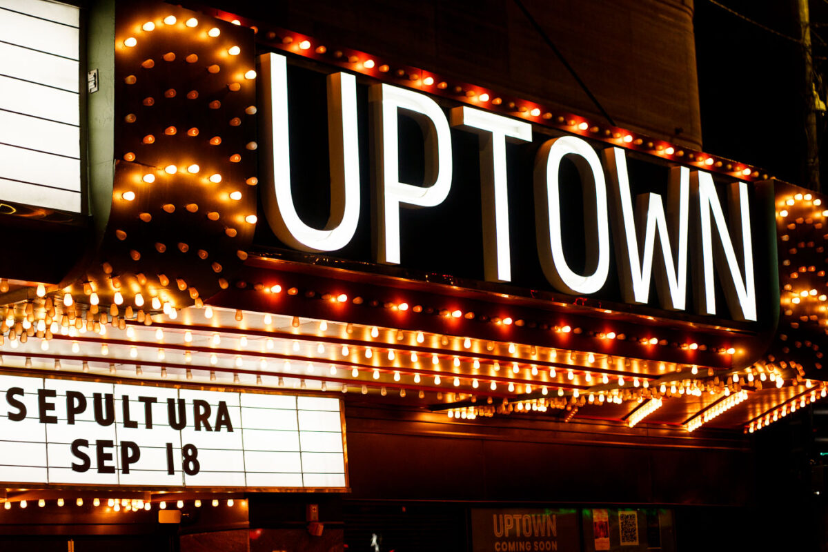 Sepultura on the Uptown Theater marquee in Uptown Minneapolis.