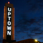 A lit up Uptown Theater sign on Hennepin Avenue in Minneapolis.