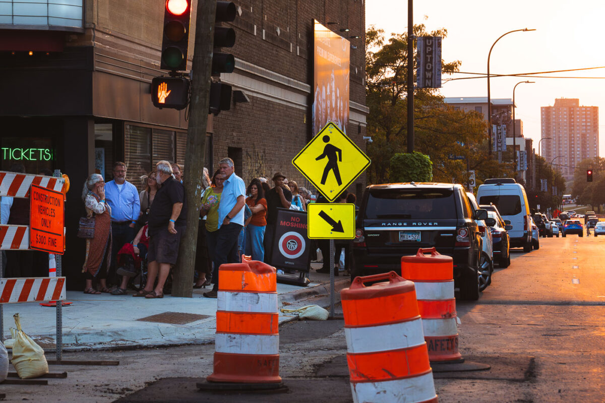 Signs outside the Uptown Theater reminding ticket holders there will be No Moshing allowed at tonight's Cuban Buena Vista Social Orchestra show...