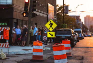 Signs outside the Uptown Theater reminding ticket holders there will be No Moshing allowed at tonight's Cuban Buena Vista Social Orchestra show...