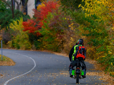 Motorized Unicycle on Midtown Greenway, Minneapolis in Autumn